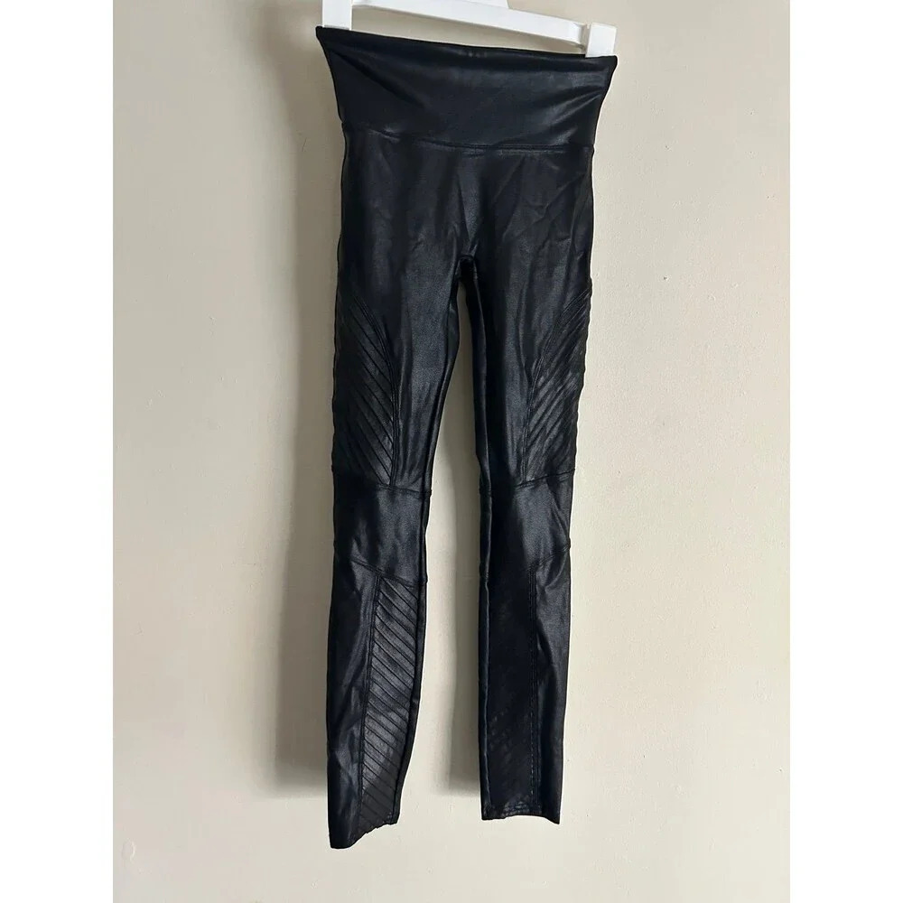 SPANX Women’s Moto Leggings Black Faux Leather